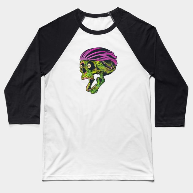 Bike Messenger Skull Illustration Baseball T-Shirt by SLAG_Creative